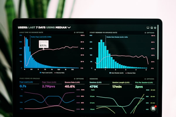 Data visualization dashboard representing AI orchestration and workflow management